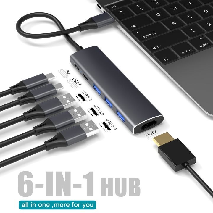 อะแดปเตอร์แล็ปท็อป USB ตัวแยกชนิด C ฮับตัวแปลงธันธ์โบลท์5แท่นวางมือถือพร้อมสำหรับ Macbook Air M1 Ipad Pro HDMI