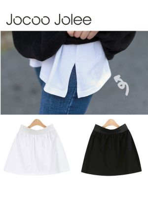 ◈ Fashion Shirt Extenders Adjustable Layering Fake Lower Sweep Hem with Elastic Waist Band Skirt Wearing