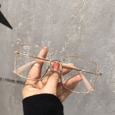【Shanglife】แว่นตาป้องกันแสงสีฟ้าสำหรับสุภาพสตรีแบบเรียบแว่นตากรอบโลหะสี่เหลี่ยมขนาดใหญ่แบบถอดเปลี่ยนได้