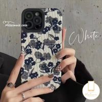 MissConnie เคสนิ่มสติกเกอร์ลายดอกไม้แบบย้อนยุคเข้ากันได้กับ IPhone 11 14 12 13 Pro Max 7Plus 11 Pro Max 7 8 Plus XR X XS MAX ฝาครอบโทรศัพท์ Tpu ซิลิโคนกันกระแทกทำจากหนังสุดหรู