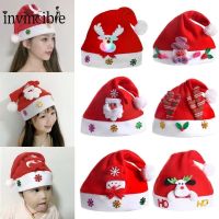 Cartoon Kids Glowing Christmas Cap/ LED Red Cloth Santa Claus Hat/ Creative Xmas New Year Party Gifts Decoration