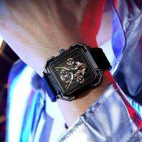 Cool man big dial square watch high-grade handsome noctilucent waterproof multi-function tide male students teenagers --nb230710✙