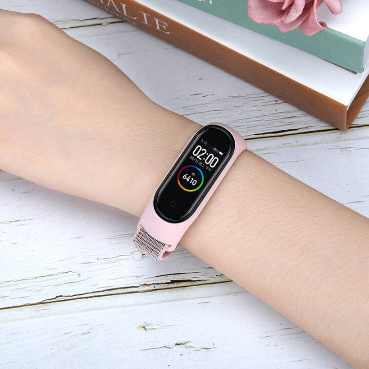 สายไนล่อน-for-xiaomi-mi-band-4-3-สร้อยข้อมือ-nfc-smart-watch-สายรัดไนลอนสีสันสดใส