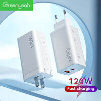 Greenyeah 120W เครื่องชาร์จ GaN ชาร์จเร็ว3.0 PD USB C ประเภท C อะแดปเตอร์สำหรับ Samsung S22 Xiaomi S21