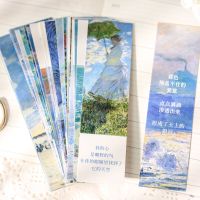 30 Pieces Oil Painting Bookmark Primary School Students High Grade Sense Eternal Romantic Ins Style Van Gogh Monet Creative Pattern Reading Book Page Artistic High-End Exquisite Card Blank Paper Cute Bookmark Paper Gift