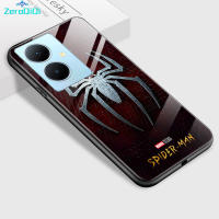 ZeroQiQi เคสโทรศัพท์สำหรับ Vivo Y78 Y78 5G + 5G,เคสซูเปอร์ฮีโร่สำหรับผู้ชายเคสโลโก้แมงมุมขอบนิ่มกันกระแทกเคสโทรศัพท์หลังกระจก