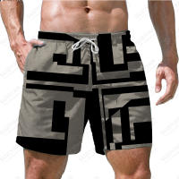 2023 newSummer New Mens Shorts Beach Pants Stripe Panel 3D Printing Hawaiian Leisure Beach Style Mens Drawstring Home Sports Shorts