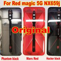 100% ฝาหลังแบตเตอรี่ของแท้สำหรับ ZTE Nubia Red Magic 5G อะไหล่ฝาปิดเคสด้านหลังประตู NX659J เลนส์กล้องถ่ายรูป