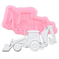 3D Car Cake Border Silicone Molds Excavator Fondant Mould Baby Birthday Cake Decorating Tools Candy Chocolate Gumpaste Moulds Bread  Cake Cookie Acces