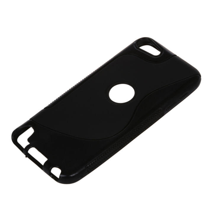 black-s-shape-tpu-rubber-case-with-free-reusable-screen-protector-compatible-with-apple-ipod-touch-5th-generation