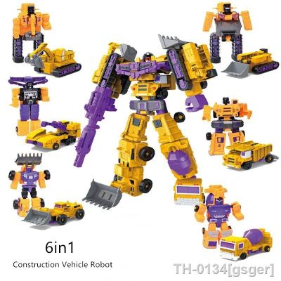 ❧ Novo brinquedo escavadeira carro robô 2 em 1 cidade mini caminhão de construção transformando para crianças brinquedos presente