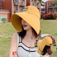 【CW】 Hat Big Brim Adjustable Anti UV Protection Beach Hats Top Ponytail