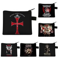 ✢✗✕ Crusader Knights Templar Print Wallet Men Small Money bags Portable Handbag Credit Card Holder Bags Distressed Cross Purse Gift