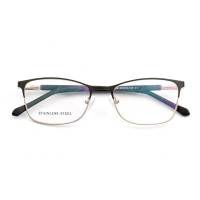 YOUTOP ชายแฟชั่น Cateye สแควร์ครึ่งขอบแว่นตาลายแว่นตาสแตนเลส Anti-Bule Ray กรอบ F069