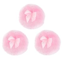 3 Pieces Body Powder Puff Round Fluffy Powder Pads Makeup Powder Puffs with Ribbon Handle Supplies for Home ( )