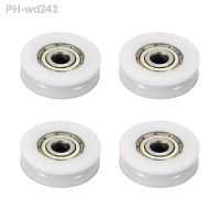 4pcs U5x24x7mm Groove Nylon Round Pulley Ball Bearing Wheel Roller for Door Windows Shower Pulleys Drawer