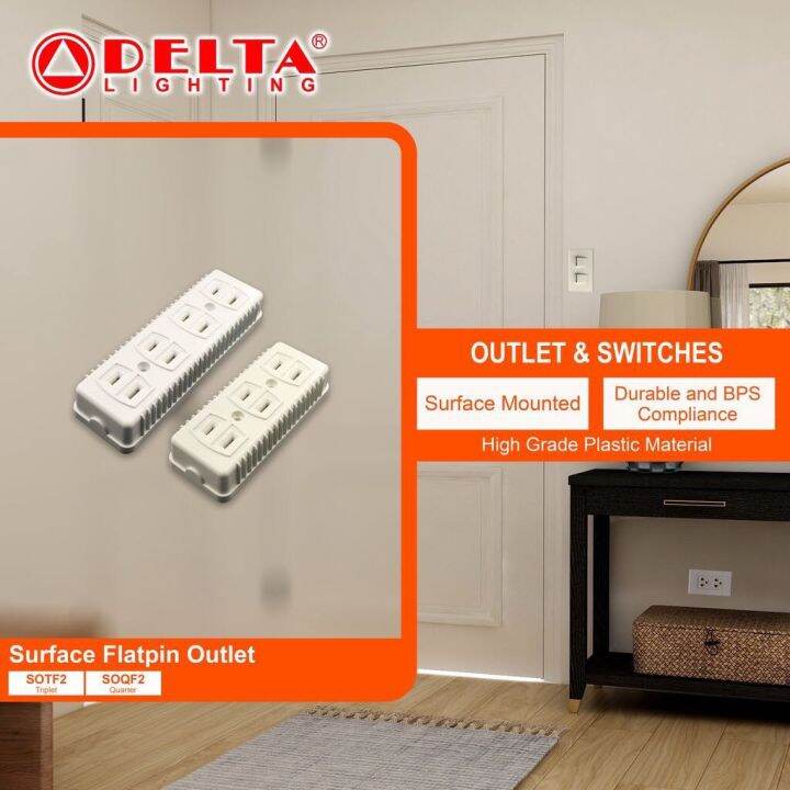 Delta Lighting Outlet & Switches Surface Flatpin Outlet Triplet
