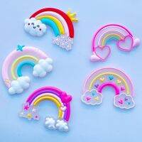 10 Pcs New Acrylic Cute Rainbow Series Kawaii Flat Back Soft Rubber DIY Scrapbook Hair Accessories Home Decor Accessories