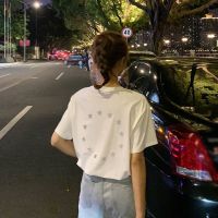 เสื้อยืดแขนสั้น พิมพ์ลายดาวสะท้อนแสง สําหรับผู้หญิง