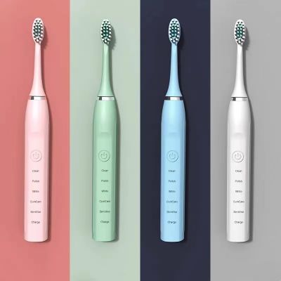 แปรงสีฟันแบบถอดเปลี่ยนได้สามารถชาร์จไฟได้ USB อัลตราโซนิกอัตโนมัติแปรงสีฟันไฟฟ้าพลังคลื่นเสียงแปรงสีฟันกันน้ำ IPX7เปลี่ยนหัวแปรงสีฟันได้