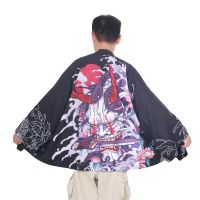 Kimono Man Japanese Clothes Yukata Male Samurai Costume Haori Obi Beach Mens Kimono Cardigan Japanese Streetwear Jacket 2021New