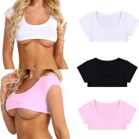 Sexy Summer Women Party Tank Tops Cropped Short Sleeve Cotton Crop Tops Shirt