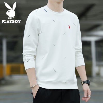 Playboy เสื้อยืดแขนยาวผู้ชายเสื้อกันหนาวผู้ชายฤดูใบไม้ร่วงฤดูใบไม้ร่วงเสื้อยาวปิดถึงก้น