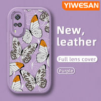 YIWESAN เคสสำหรับ Vivo Y51 2020 Y31 2021 Y51A 2021 Y53s 4G เคส Y30i Y30 Y50รูปผีเสื้อเคสมือถือกันกระแทกป้องกันการตกแบบนิ่มเคสใส่โทรศัพท์หนังด้วยเคสป้องกันกล้องเลนส์คลุมทั้งหมด