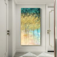 บทคัดย่อ Golden Forest ภาพวาดผ้าใบพิมพ์โปสเตอร์แฟชั่น Golden Wall Art ภาพผ้าใบสำหรับห้องนั่งเล่น Cuadro ผ้าใบโปสเตอร์ Top Choice สำหรับผู้ที่ชื่นชอบศิลปะและตกแต่งบ้าน