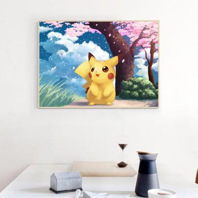 5D DIY เต็มเจาะเพชรจิตรกรรม Pikachu ปักครอสติโมเสคชุดงานฝีมือ