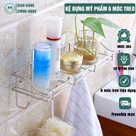 Kệ nhà tắm đựng mỹ phẩm chất liệu inox 304 có kèm giá treo khăn và móc treo đồ thông minh (Tặng kèm miếng dán) - Nhựa Bảo Hưng thumbnail