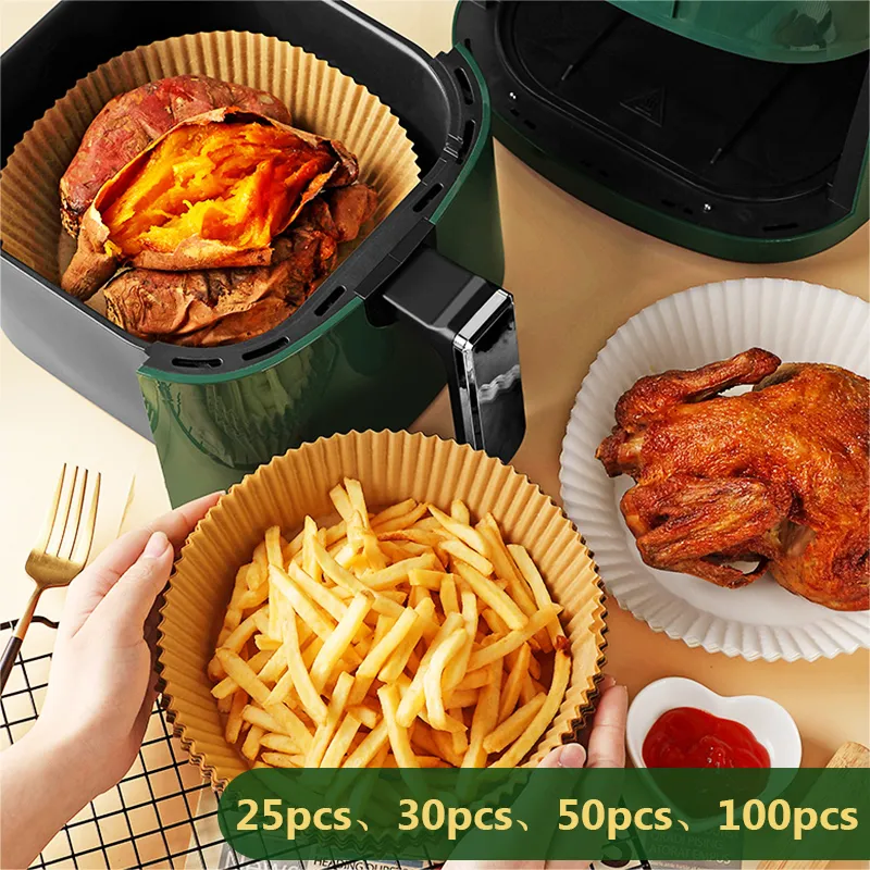 30pcs Air Fryer Disposable Paper Liners 8 Inches, Non-stick Air Fryer Paper  Liners, Oil-proof Baking Paper For Air Fryer, Paper For Oven Air Fryer  Baking Baking Microwave Fryer Mat