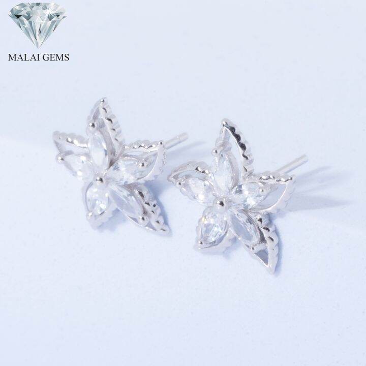 malai-gems-ต่างหูเพชร-เงินแท้-silver-925-เพชรสวิส-cz-เคลือบทองคำขาว-รุ่น155-e016-71แถมกล่อง-ต่างหูcz-ต่างหูเงินแท้