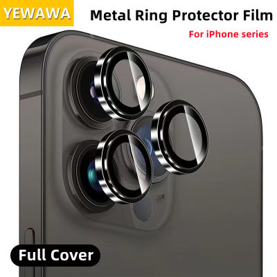 YEWAWA กระจกแหวนป้องกันโลหะสำหรับ iPhone 11 12 13 Pro Max ป้องกันเลนส์กล้องบน iPhone 12Pro 13Pro 14 Pro Max ฟิล์มกล้อง
