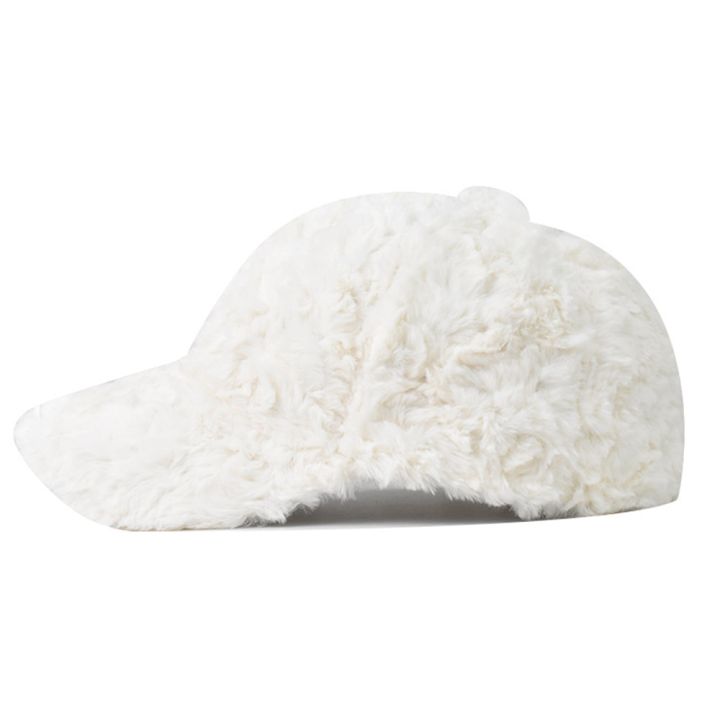 fs-หมวกเบสบอลยาวผ้าขนสัตว์มีสไตล์สำหรับผู้ชายสีกากีสีขาวหนาอบอุ่นสำหรับผู้หญิงหมวกฤดูหนาวกลางแจ้ง-windproof