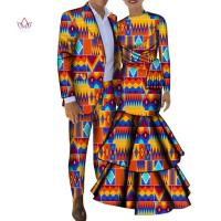 [COD] African ethnic style wax cloth dress double-sided foreign trade womens long mens suit WYQ746