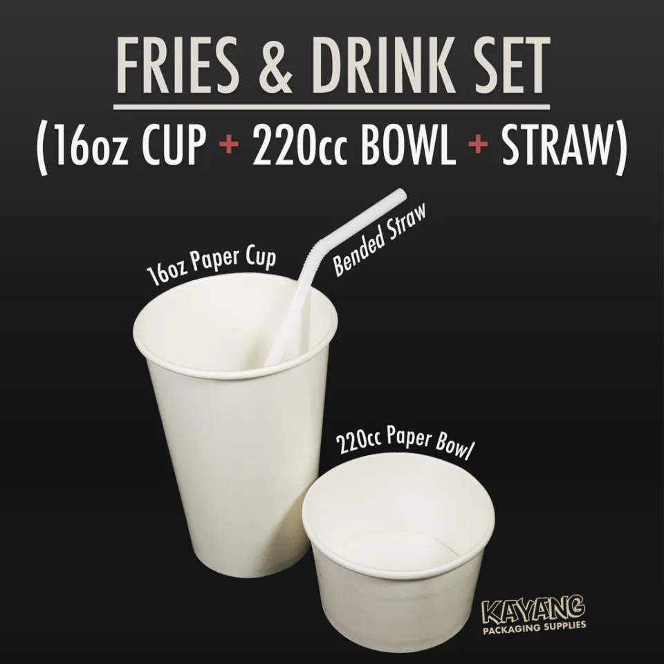 CUP ERA Paper Bowl Paper Cup Paper Straw - FRIES WITH DRINK CUP AND BOWL  COMBO 3.00 per set - plain white cup and bowl 4.00 per set - generic print  cup