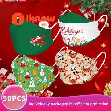 50pcs Disposable Christmas_adult_mask 3 Layers Non Woven Dustproof