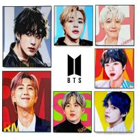 รูปภาพ วง BTS บีทีเอส Jungkook จองกุก RM อาร์เอ็ม จีมิน Jin V นักร้องเกาหลี K pop รูปภาพ​ติดผนัง pop art พร้อมกรอบและที่แขวน กรอบรูป แต่งบ้าน ของขวัญ