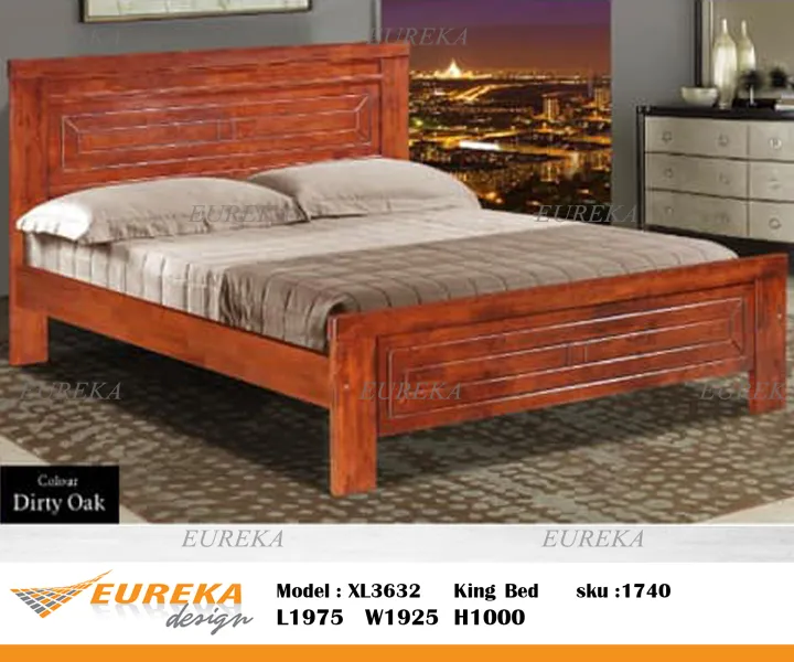 EUREKA Solid Rubberwood Double Bed (Delivery & Installation Within Klang Valley) Lazada