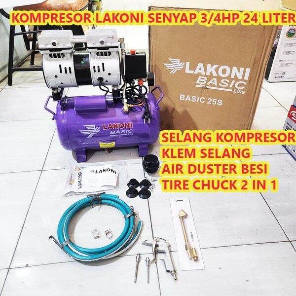 Paket Kompresor Senyap Lakoni Basic 25S 3/4Hp Tire Chuck Air Duster ...