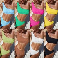 BBB Women’s Solid Color One-shoulder High-waist Sexy Bikini Multi-color Split Swimsuit Beachwear ad