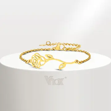 Vnox 5mm Customizable Bracelets for Women, Cuban Chain with Heart Charm Girls'  Bracelets,Chic Minimalist Stainless