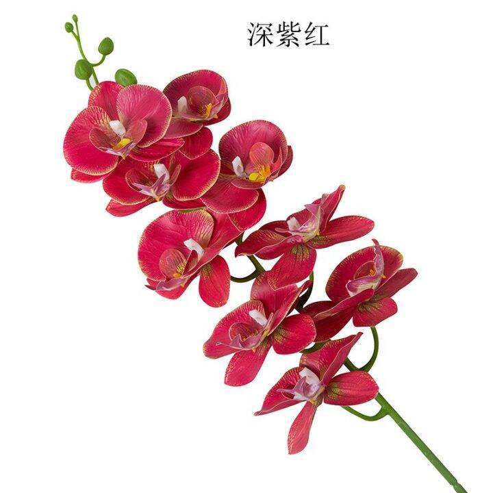 การจำลองสาขาเดียวดอกไม้ปลอมการพิมพ์3d-9หัว-phalaenopsis-กล้วยไม้รู้สึกเหมือนจริงสำหรับตกแต่งบ้านงานแต่งงานth