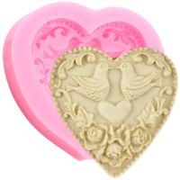 3D Heart Shaped Bird Rose Flower Leaf Silicone Mold Cupcake Topper Fondant Molds Wedding Cake Decorating Tools Chocolate Moulds Bread  Cake Cookie Acc