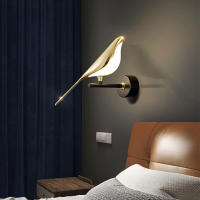 นก LED โคมไฟติดผนัง Magpie โคมไฟติดผนังโกลเด้น Sconces แสงในร่มตกแต่งบ้านตกแต่งผนังสำหรับห้องนั่งเล่นห้องนอนข้างเตียงห้องรับประทานอาหารแสงตารางการแข่งขัน