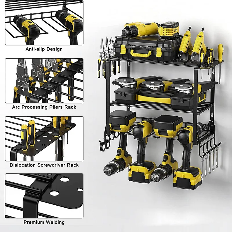 Heavy Duty Power Tool Rack Electric Drill Holder Wall Mount