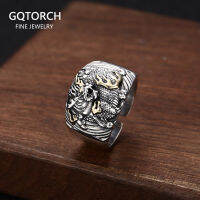 Real Pure 925 Sterling SilverMen RingsGothicRetro Punk Rock Dragon Ring Opening Adjustable Fine Jewellery BoyfriendGift Party