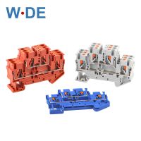 10Pcs Din Rail Terminal Block PTTB-2.5 Electrical Connector Double Layer Spring Wiring Connection Wire Conductor Screwless Type