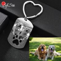 【CW】❂  Sifisrri Personalized Engraved Dog Photo Name Date Keychain Drive Safe Jewelry